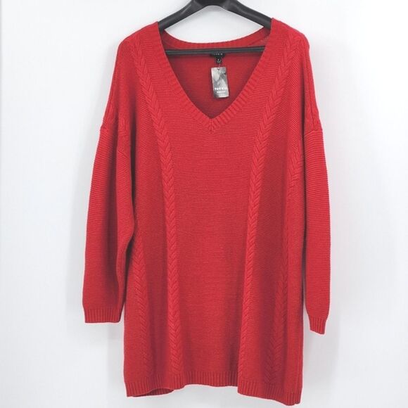 Torrid Cable Knit Sweater Tunic Womens Size 4X Red Fall Winter Preppy Christmas - Picture 2 of 8